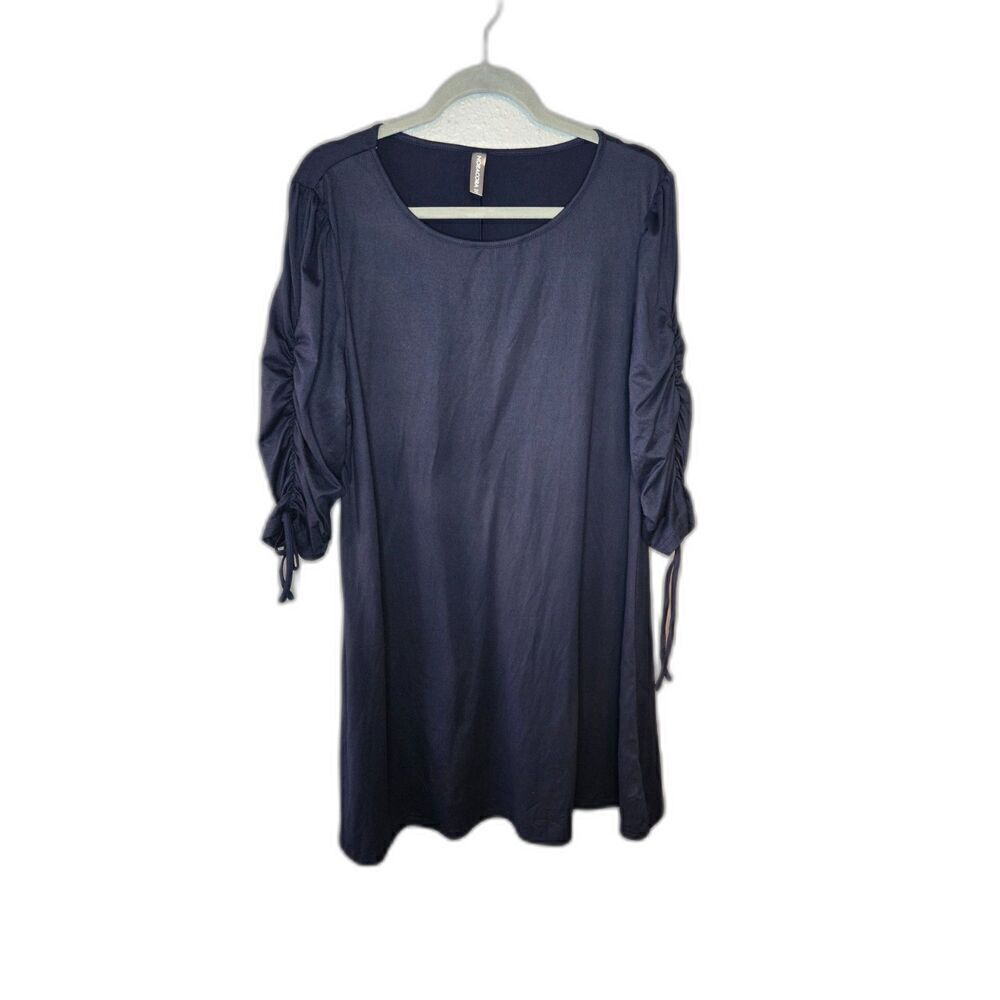 Noracora Women's Navy Blue 3/4 Sleeve Casual Midi Dress Size XXL
